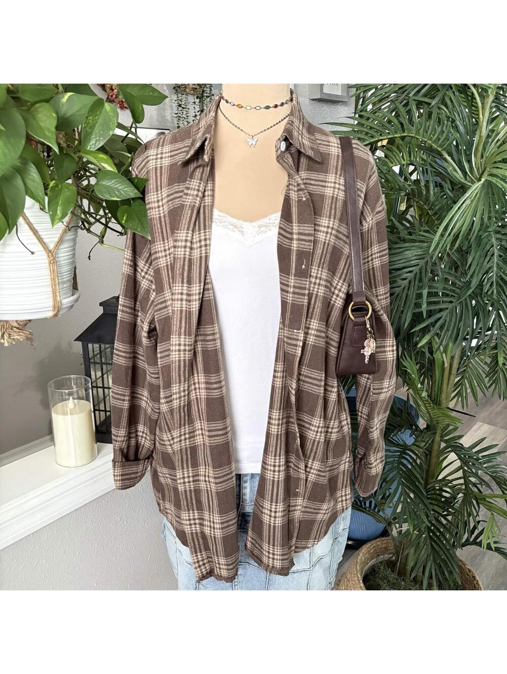 brown oversized flannel